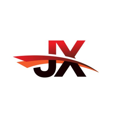 İlk harf JX logotype şirket adı Siyah ve Kırmızı Swoosh tasarımı.