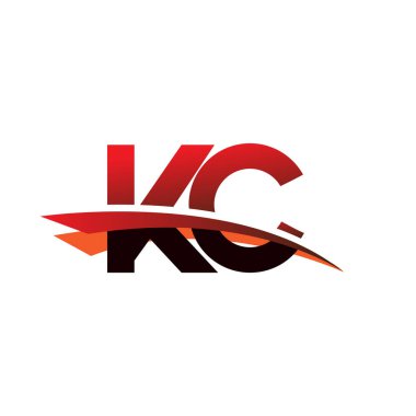 İlk harf KC logotype şirket adı Siyah ve Kırmızı Swoosh tasarımı.