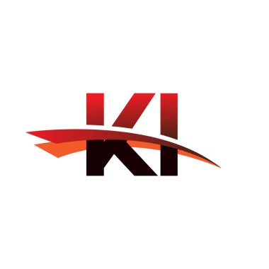 İlk harf KI logotype şirket adı Siyah ve Kırmızı Swoosh tasarımı.