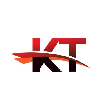 İlk harf KT logotype şirket adı Siyah ve Kırmızı Swoosh tasarımı.