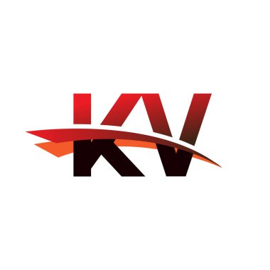 İlk harf KV logotype şirket adı siyah ve kırmızı renk desenli.