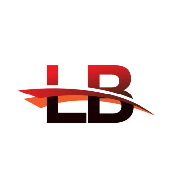 İlk harf LB logotype şirket adı Siyah ve Kırmızı Swoosh tasarımı.