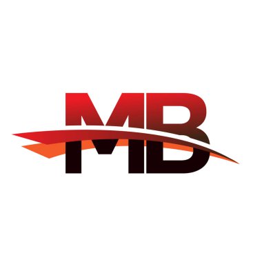 İlk harf MB logotype şirket adı Siyah ve Kırmızı Swoosh tasarımı.