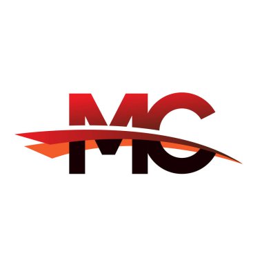 İlk harf MC logotype şirket adı Siyah ve Kırmızı Swoosh tasarımı.