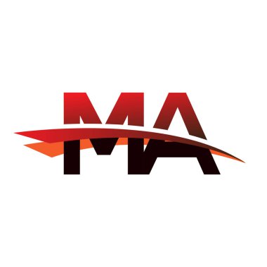 İlk harf MA logotype şirket adı siyah ve kırmızı renkte..
