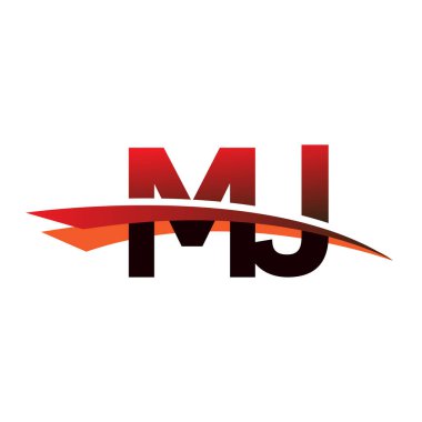 İlk harf MJ logotype şirket adı Siyah ve Kırmızı Swoosh tasarımı.