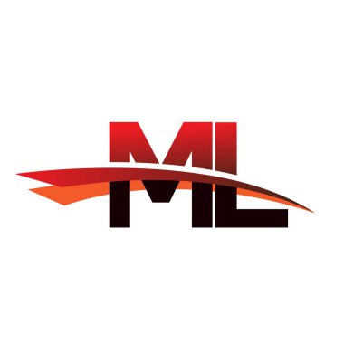 İlk harf ML logotype şirket adı siyah ve kırmızı renk desenli.