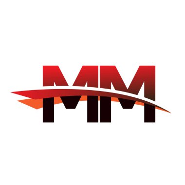 İlk harf MM logotype şirket adı Siyah ve Kırmızı Swoosh tasarımı.