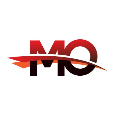İlk harf MO logotype şirket adı Siyah ve Kırmızı Swoosh tasarımı.