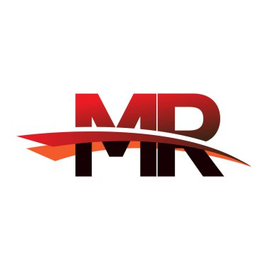 İlk harf MR logotype şirket adı Siyah ve Kırmızı Swoosh tasarımı.