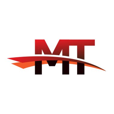 İlk harf MT logotype şirket adı Siyah ve Kırmızı Swoosh tasarımı.