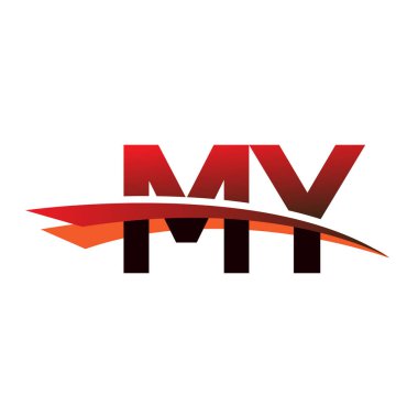 İlk harf Logotype şirketimin adı Siyah ve Kırmızı Swoosh tasarımı.