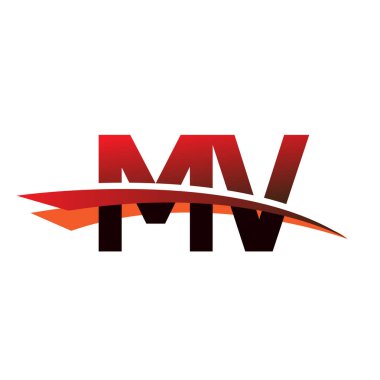 İlk harf MV logotype şirket adı siyah ve kırmızı renk desenli.