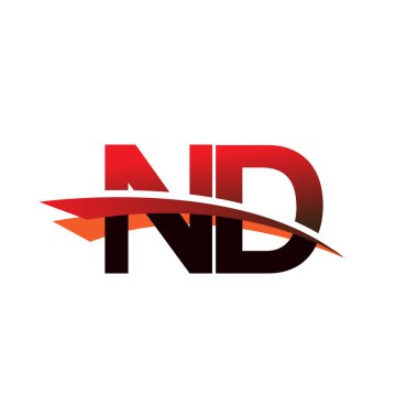 İlk harf ND logotype şirket adı Siyah ve Kırmızı Swoosh tasarımı.