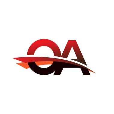 İlk harf OA logotype şirket adı Siyah ve Kırmızı Swoosh tasarımı.