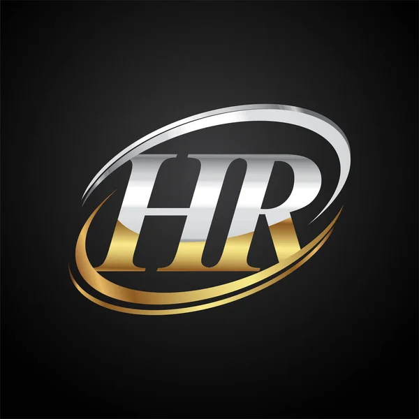 Carta Inicial Nome Empresa Logotipo Colorido Design Swoosh Ouro Prata — Vetor de Stock