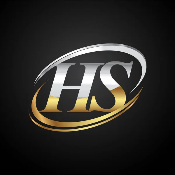 Letra Inicial Logotipo Empresa Nome Colorido Ouro Prata Projeto Swoosh — Vetor de Stock