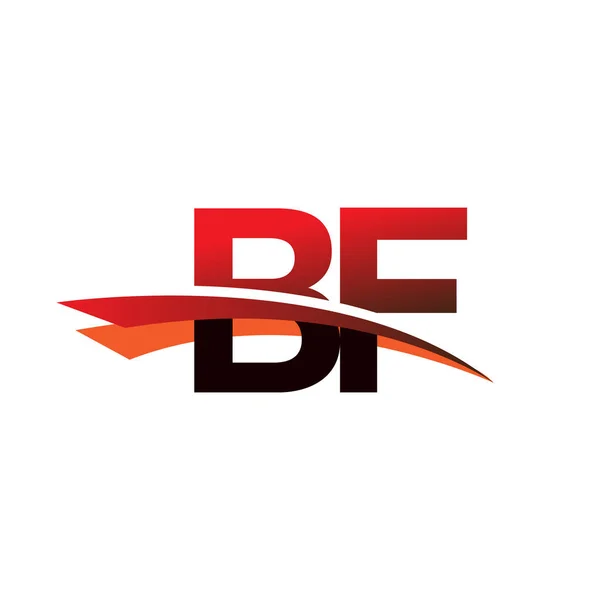 Letra Inicial Logotipo Nome Empresa Colorido Design Swoosh Preto Vermelho — Vetor de Stock