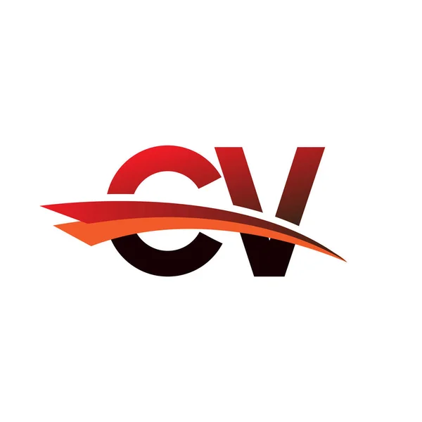 Начальная Буква Логотип Название Компании Цветной Черный Красный Swoosh Дизайн — стоковый вектор