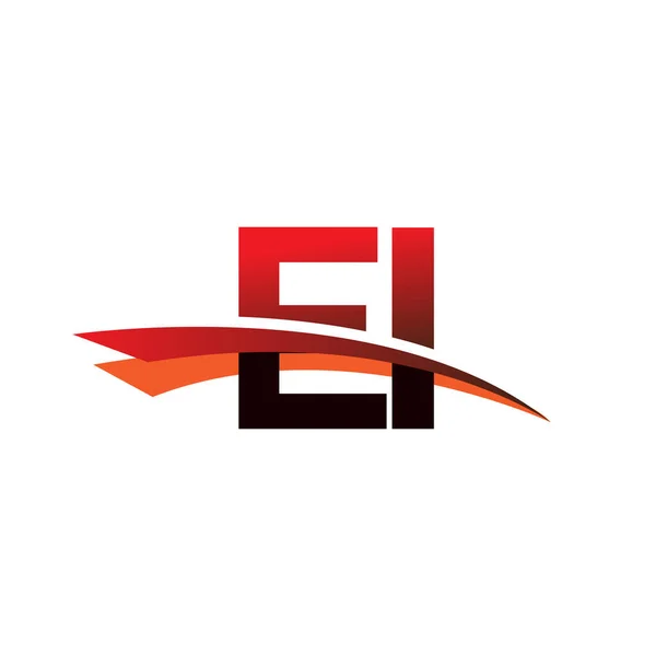 Letra Inicial Logotipo Nombre Empresa Coloreado Negro Rojo Swoosh Design — Vector de stock