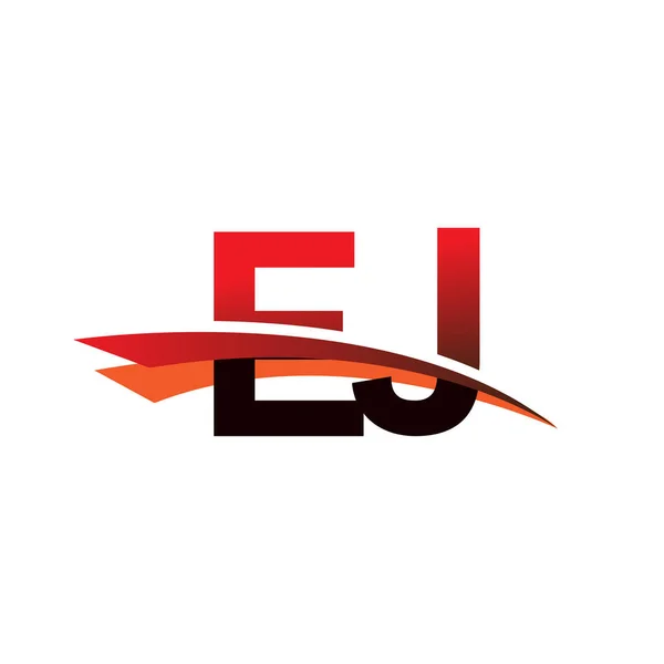 Letra Inicial Logotipo Nombre Empresa Coloreado Negro Rojo Swoosh Diseño — Vector de stock