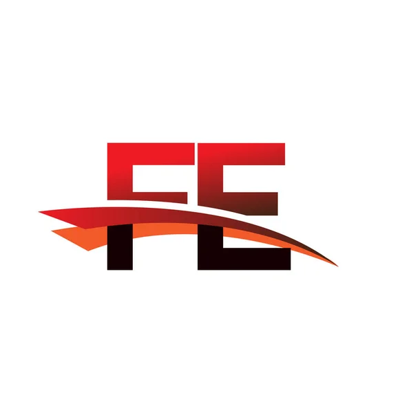 英文首字母Fe标识公司名称彩色黑色和红色Swoosh设计 — 图库矢量图片