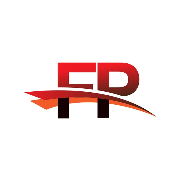Начальная Буква Логотип Компании Название Цветной Черный Красный Swoosh Дизайн — стоковый вектор