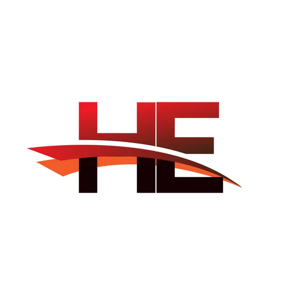 Harf Logotype Şirketinin Adı Siyah Kırmızı Swoosh Tasarımı — Stok Vektör