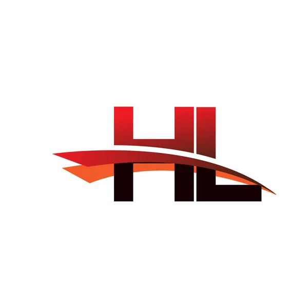 Harf Logotype Şirket Adı Siyah Kırmızı Swoosh Tasarımı — Stok Vektör