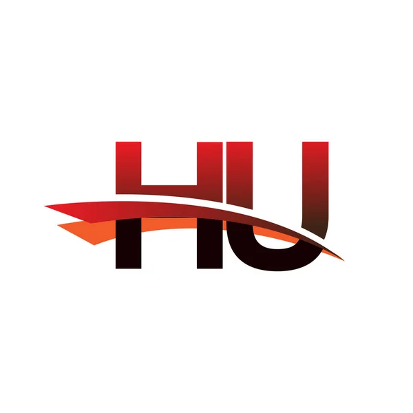 Počáteční Písmeno Logotyp Název Společnosti Barevné Černé Červené Swoosh Design — Stockový vektor