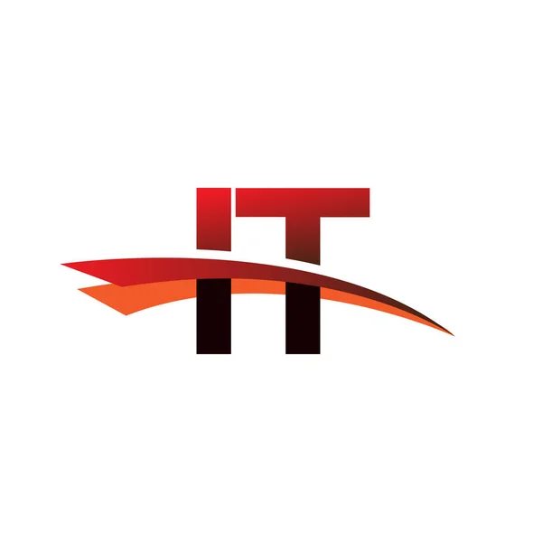 Beginletter Logotype Bedrijfsnaam Gekleurd Zwart Rood Swoosh Ontwerp — Stockvector