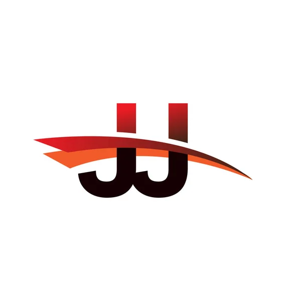 Jj标识公司名称彩色黑色和红色Swoosh设计图 — 图库矢量图片