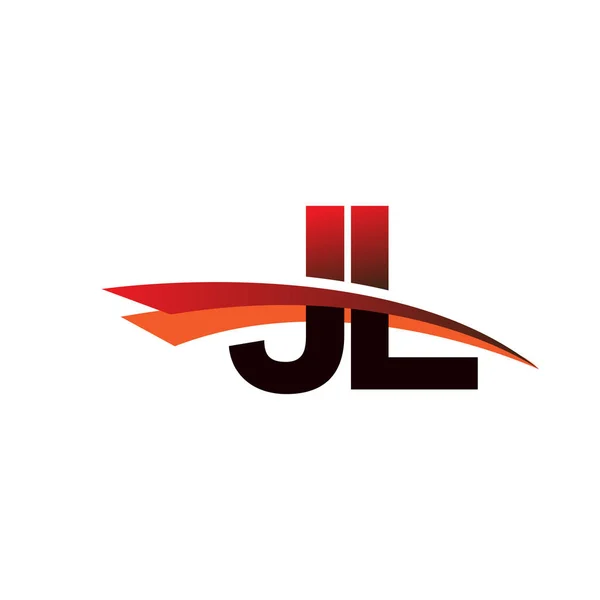 Początkowa Litera Logotyp Nazwa Firmy Kolorowy Projekt Czarno Czerwony Swoosh — Wektor stockowy