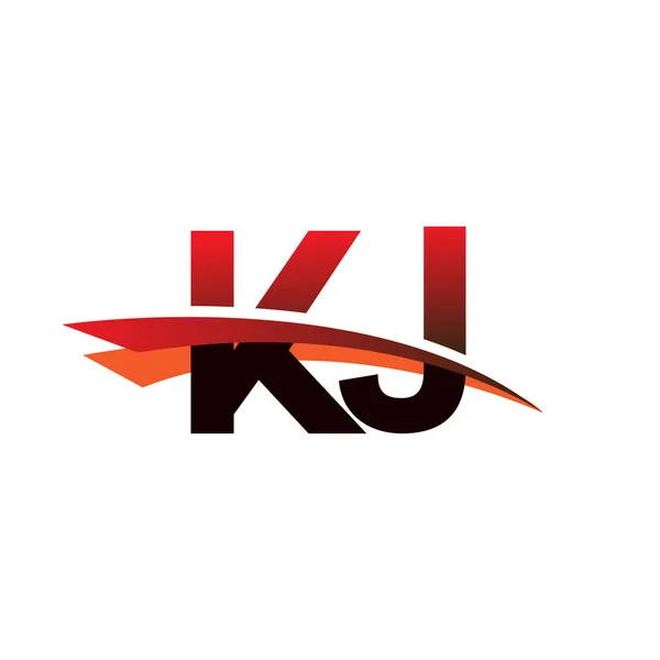 Harf Logotype Şirket Adı Siyah Kırmızı Swoosh Tasarımı — Stok Vektör