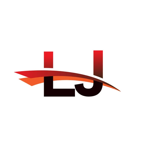 Początkowa Litera Logotyp Nazwa Firmy Kolorowy Projekt Czarno Czerwony Swoosh — Wektor stockowy