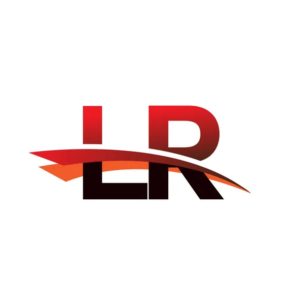 Carta Inicial Logotipo Nome Empresa Colorido Design Swoosh Preto Vermelho — Vetor de Stock