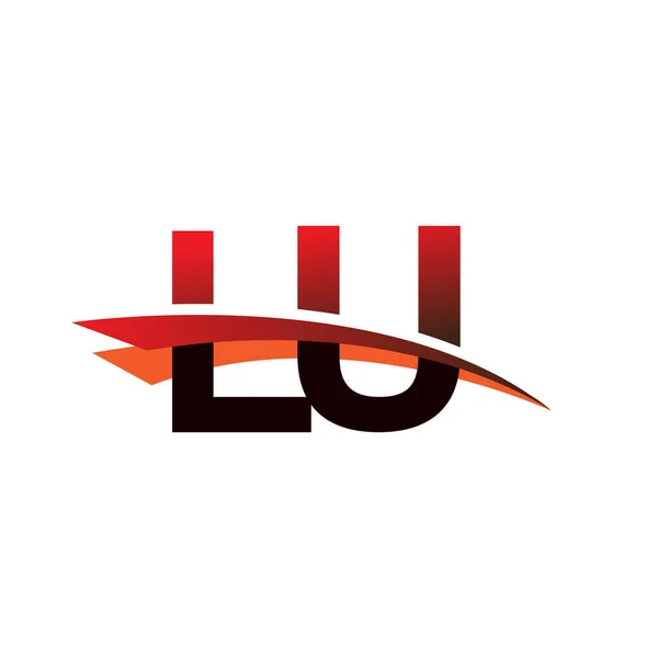 Litera Inițială Logotip Numele Companiei Colorate Negru Roșu Swoosh Design — Vector de stoc