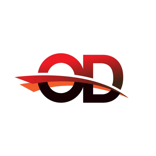 Początkowy List Logotyp Nazwa Firmy Kolorowe Czarno Czerwony Projekt Swoosh — Wektor stockowy