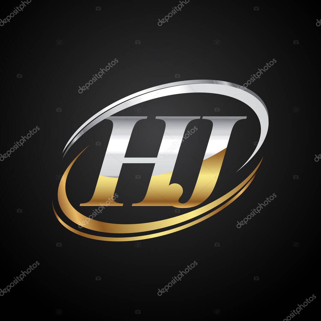 Initial Letter Hj Logotype Company Name Colored Gold And Silver Swoosh Design Isolated On Black Background Larastock Initial Letter Hj Logotype Company Name Colored Gold And Silver Swoosh Design Isolated On Black Background Larastock
