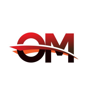 İlk harf OM logotype şirket adı Siyah ve Kırmızı Swoosh tasarımı.
