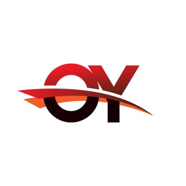 İlk harf OY logotype şirket adı Siyah ve Kırmızı Swoosh tasarımı.