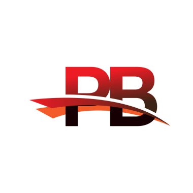İlk harf PB logotype şirket adı Siyah ve Kırmızı Swoosh tasarımı.