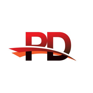 İlk harf PD logotype şirket adı Siyah ve Kırmızı Swoosh tasarımı.