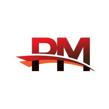 İlk harf PM logotype şirket adı Siyah ve Kırmızı Swoosh tasarımı.