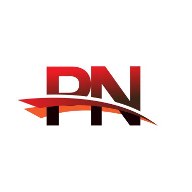 İlk harf PN logotype şirket adı Siyah ve Kırmızı Swoosh tasarımı.