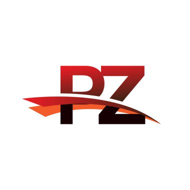 İlk harf PZ logotype şirket adı siyah ve kırmızı renk desenli.