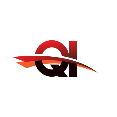 İlk harf QI logotype şirket adı Siyah ve Kırmızı Swoosh tasarımı.