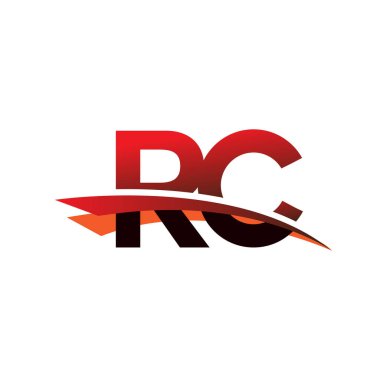 İlk harf RC logotype şirket adı Siyah ve Kırmızı Swoosh tasarımı.