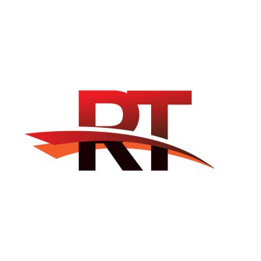 İlk harf RT logotype şirket adı Siyah ve Kırmızı Swoosh tasarımı.