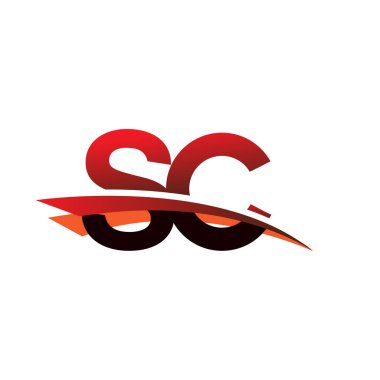 ilk harf SC logotype şirket adı siyah ve kırmızı renkli swoosh tasarımı.